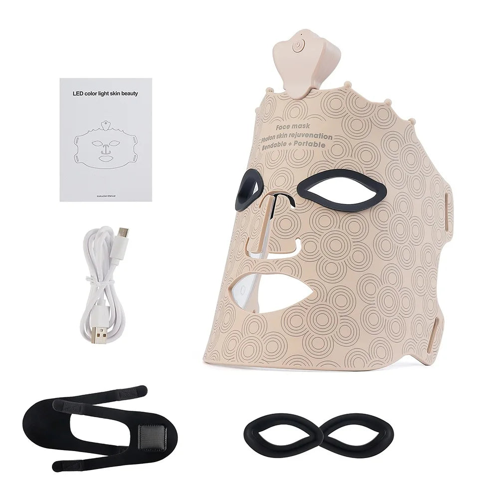 Wireless 7 Colors LED Face Beauty Machine Photon Facial Neck Skin Tighten Rejuvenation Silicone Mask