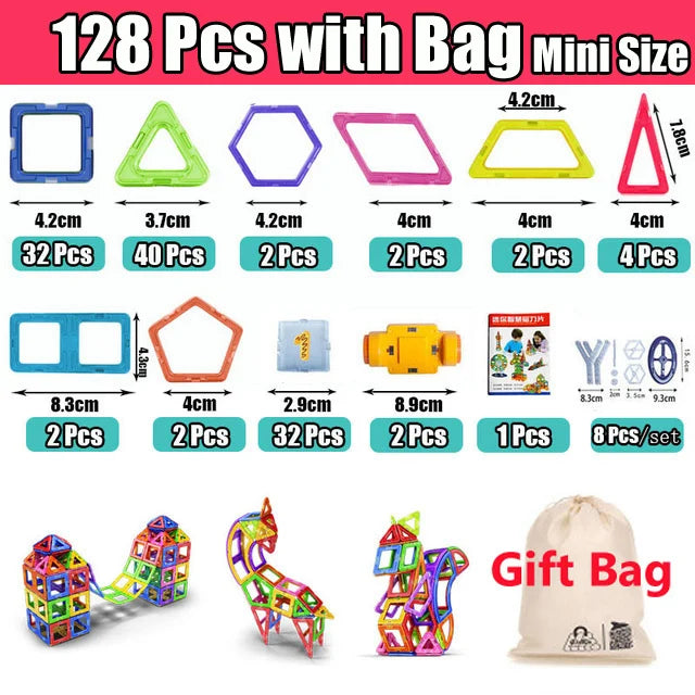 110-184pcs Mini Size Magnetic Constructor Designer Set Magnetic Building Blocks Magnet Bircks Educational Toys For Children Gift