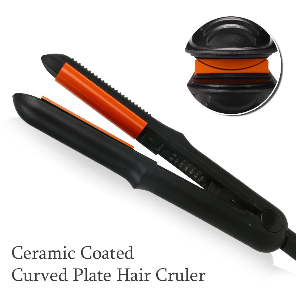 Curved Plate Hair Cruling Irons Ceramic Hair Curler Straightener PTC Heater Crescent Panel Flat Iron Fast Heat Straight Styler