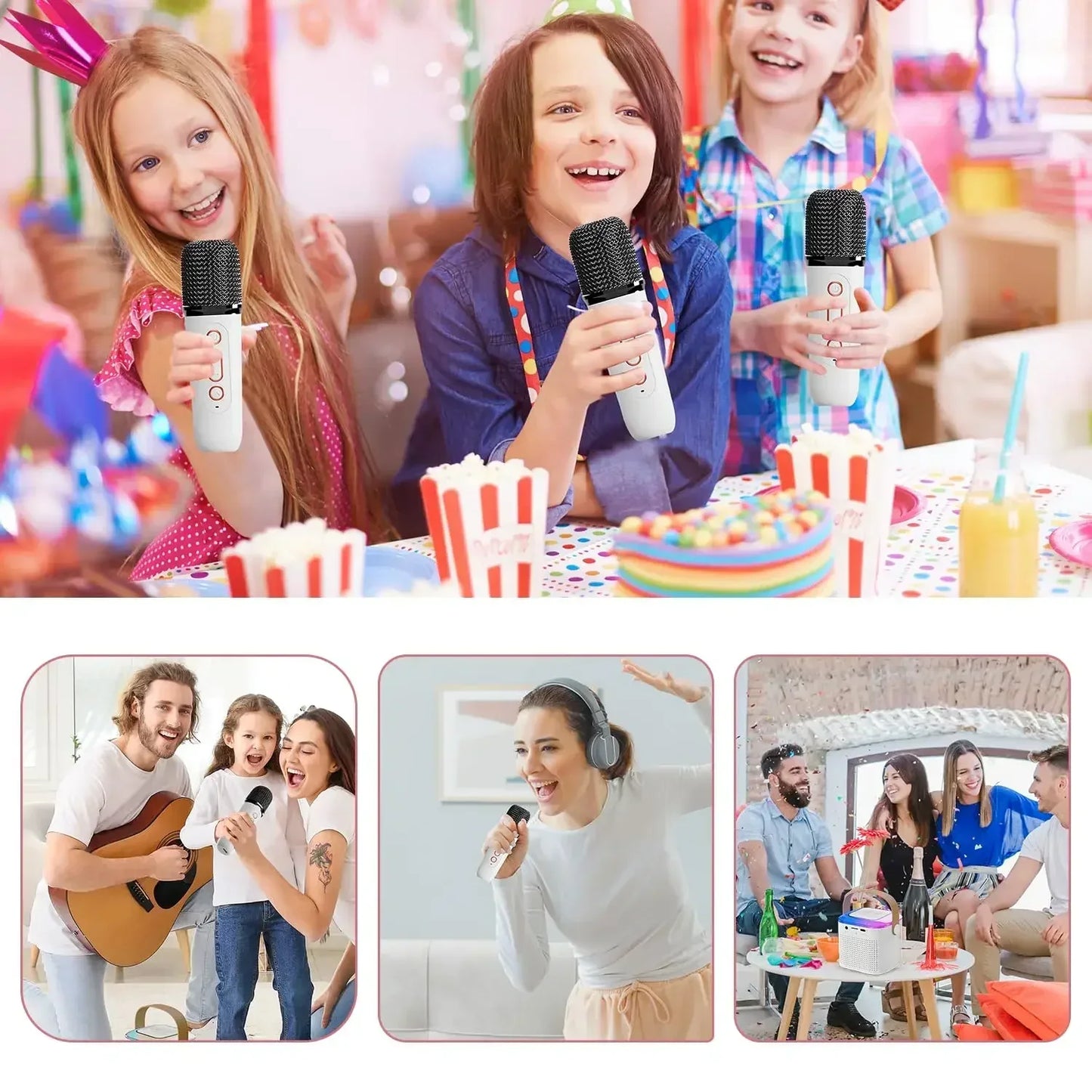 Portable Karaoke Machine Y1 KTV Bluetooth System Wireless Dual Microphones HIFI Stereo Sound RGB LED Lights Live Home For Party