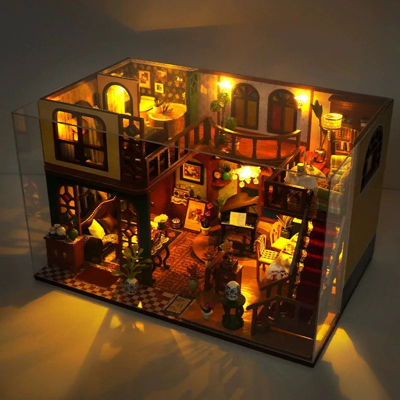 Chinese Wind DIY Dollhouse Loft House Model dollhouse miniatures