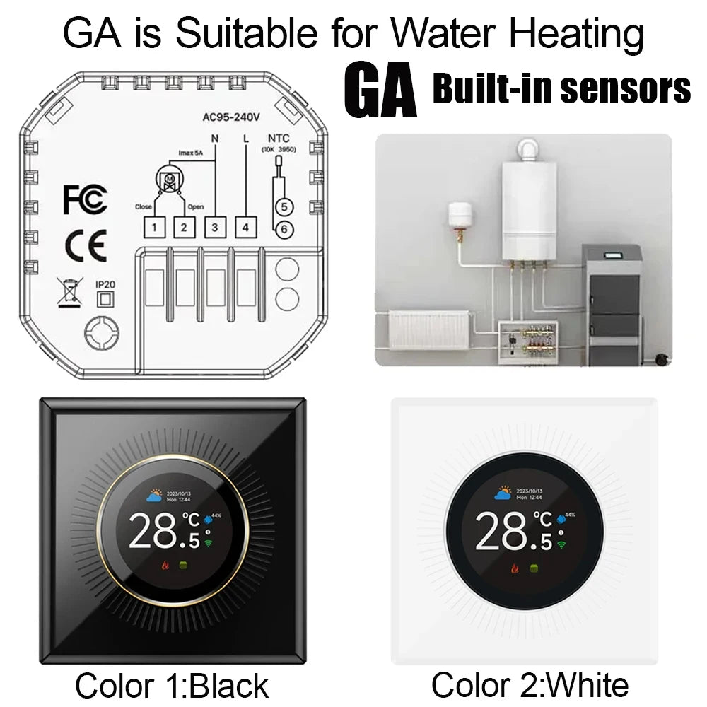 TUYA WiFi Smart Knob Thermostat Floor Heating Water Gas Boiler Home Room Programmabeating Water Gas Boiler for Alexa Google Home