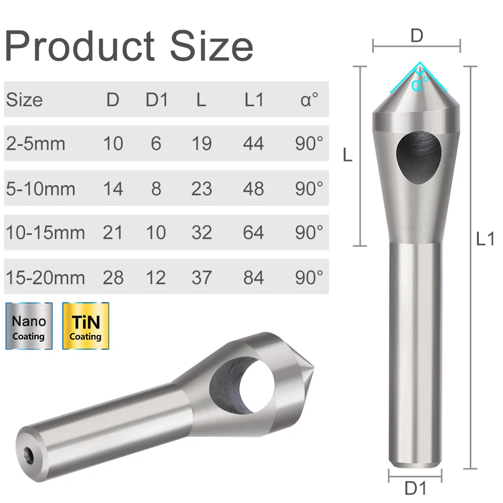 CMCP HSS Deburring Chamfering Cutter Countersink Drill Bits Smooth Hole Metal 90 Degree Round Shank Hole Cutter For Metalworking