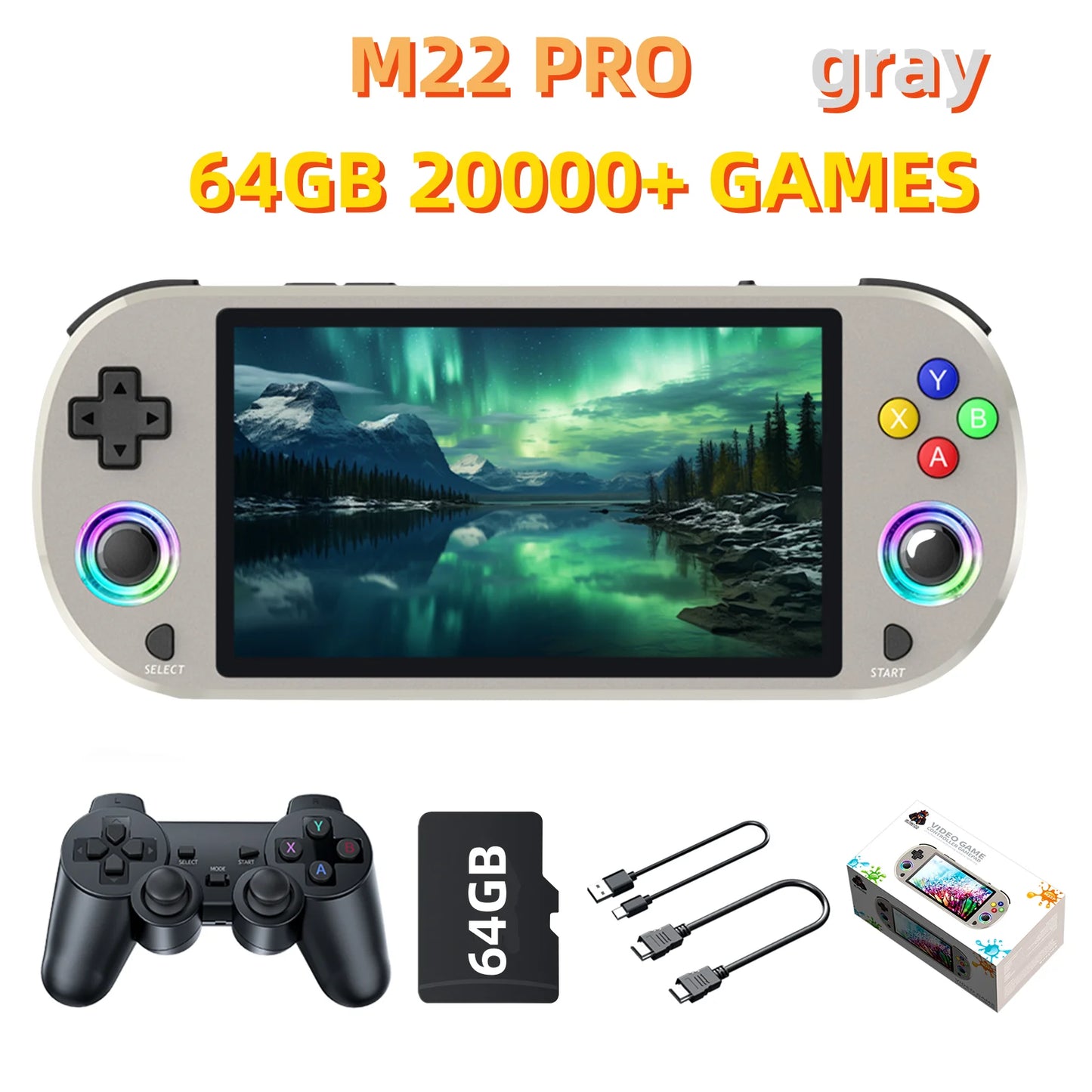 New M22 Pro Retro Handheld Game Console 5.0 Inch IPS Screen 1920*1080 Display Support LINUX Emelec 4.3 for PSP Portable Pocket V