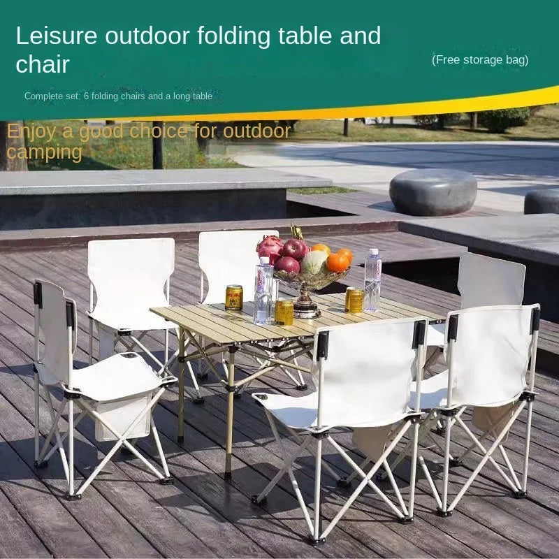 Outdoor Tables With Chairs Aluminum Alloy Portable Folding Cable Light Leisure Egg Roll Table Camping Picnic Vehicle Car Mobile