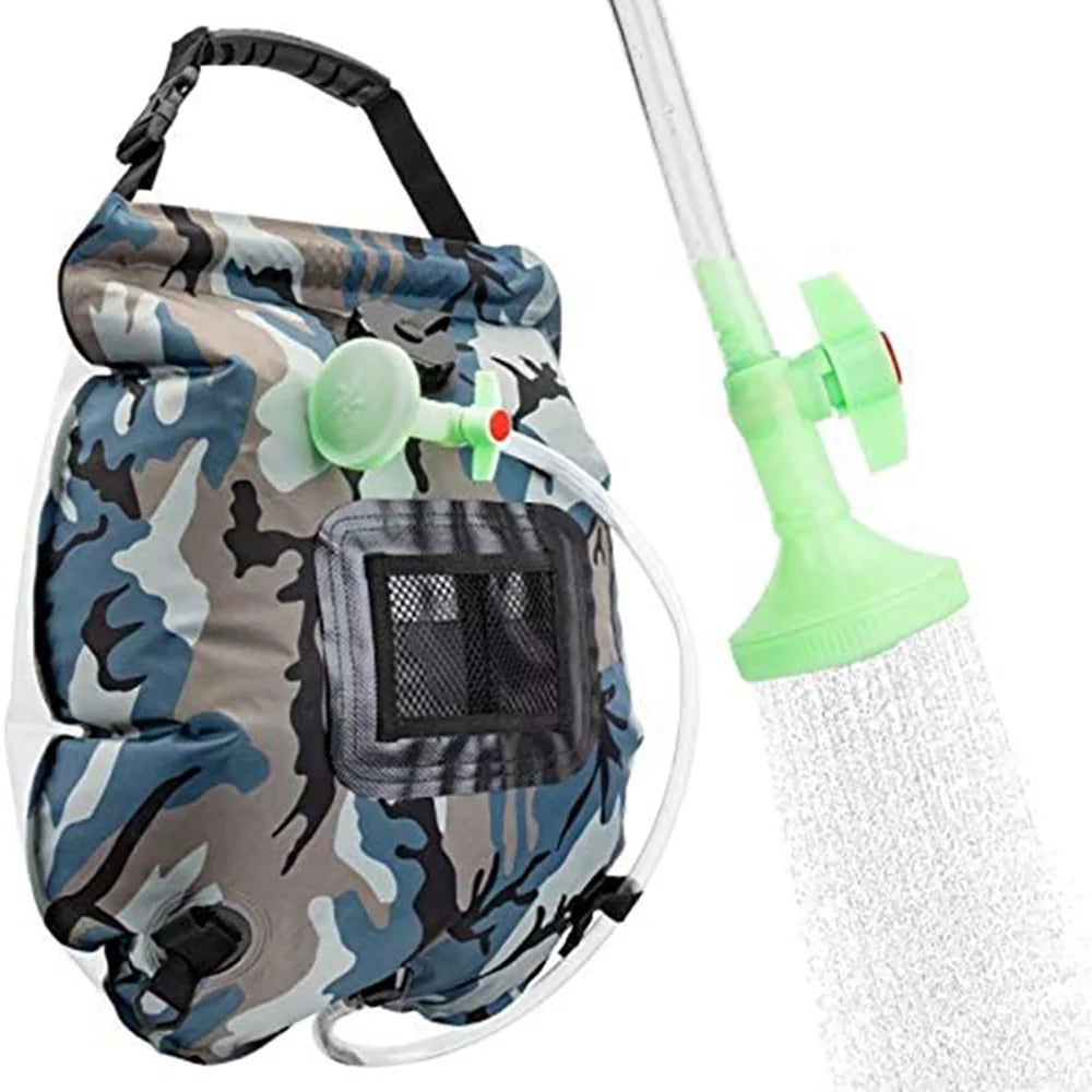 Solar Shower Bag 20L Outdoor Solar Heating Premium Camping Shower Bag Hot Water Temperature 45°C with Removable Hose Shower Head