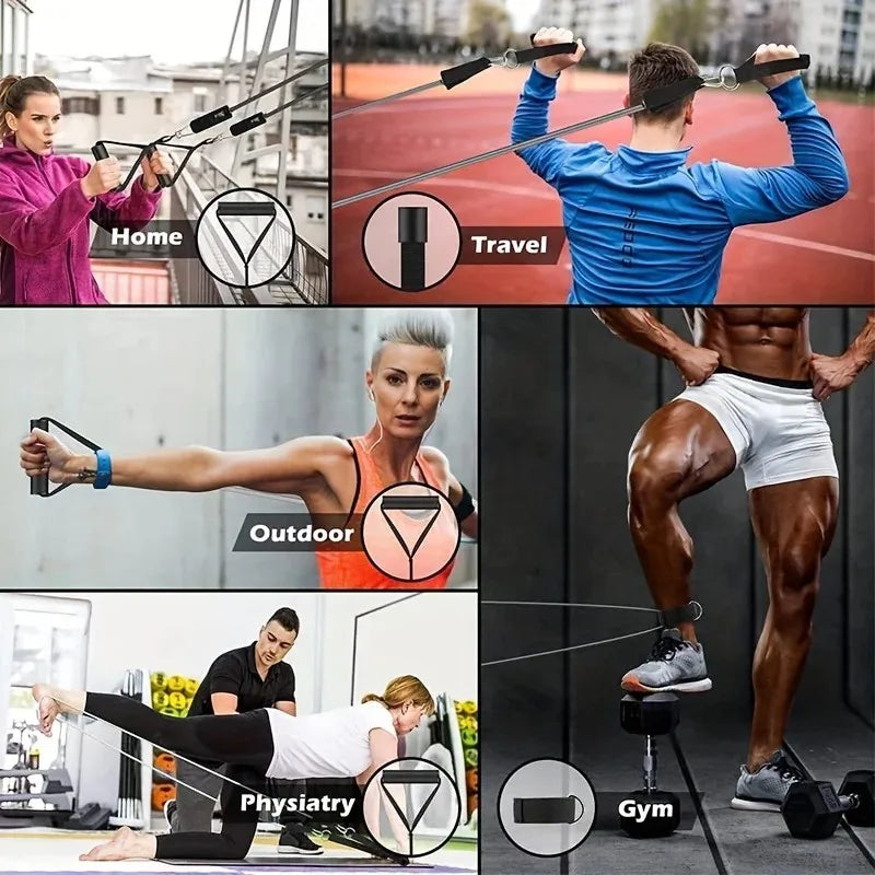 Multi Functional Resistance Exercise Set, Tension Rope, Fitness Tension Belt, Elastic Rope, and Portable Fitness Equipment
