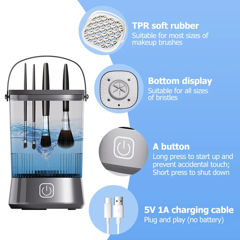Automatic Electric Makeup Brush Cleaner Update 3 In 1 Spinner Makeup Brush Holder Women Cleaning Brush Washer Quick Dry Machine