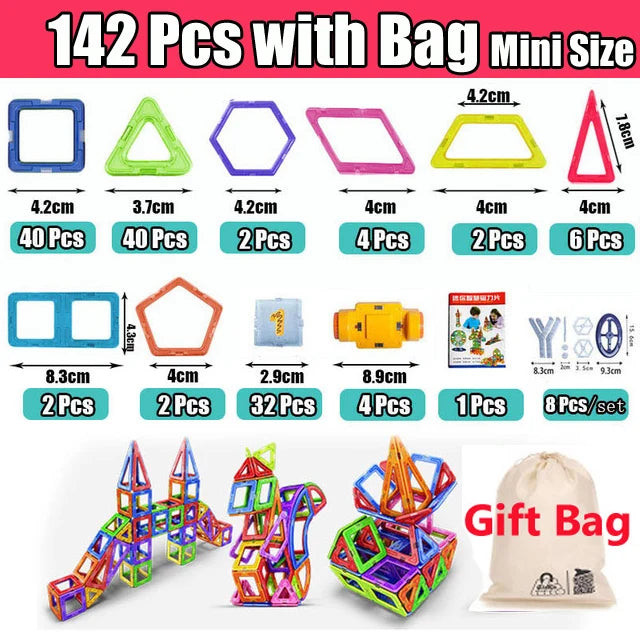 110-184pcs Mini Size Magnetic Constructor Designer Set Magnetic Building Blocks Magnet Bircks Educational Toys For Children Gift