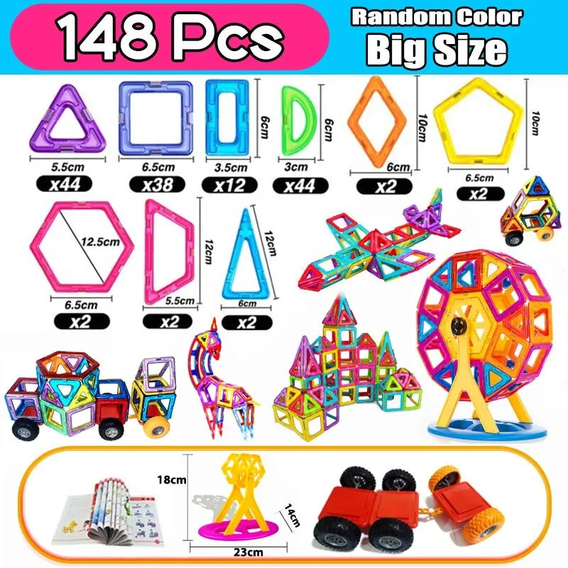 Magnets Toys for Kids Big Size Plus Magnetic Building Blocks for Children Designer Constructor Set Toys for Boys Girls Kids