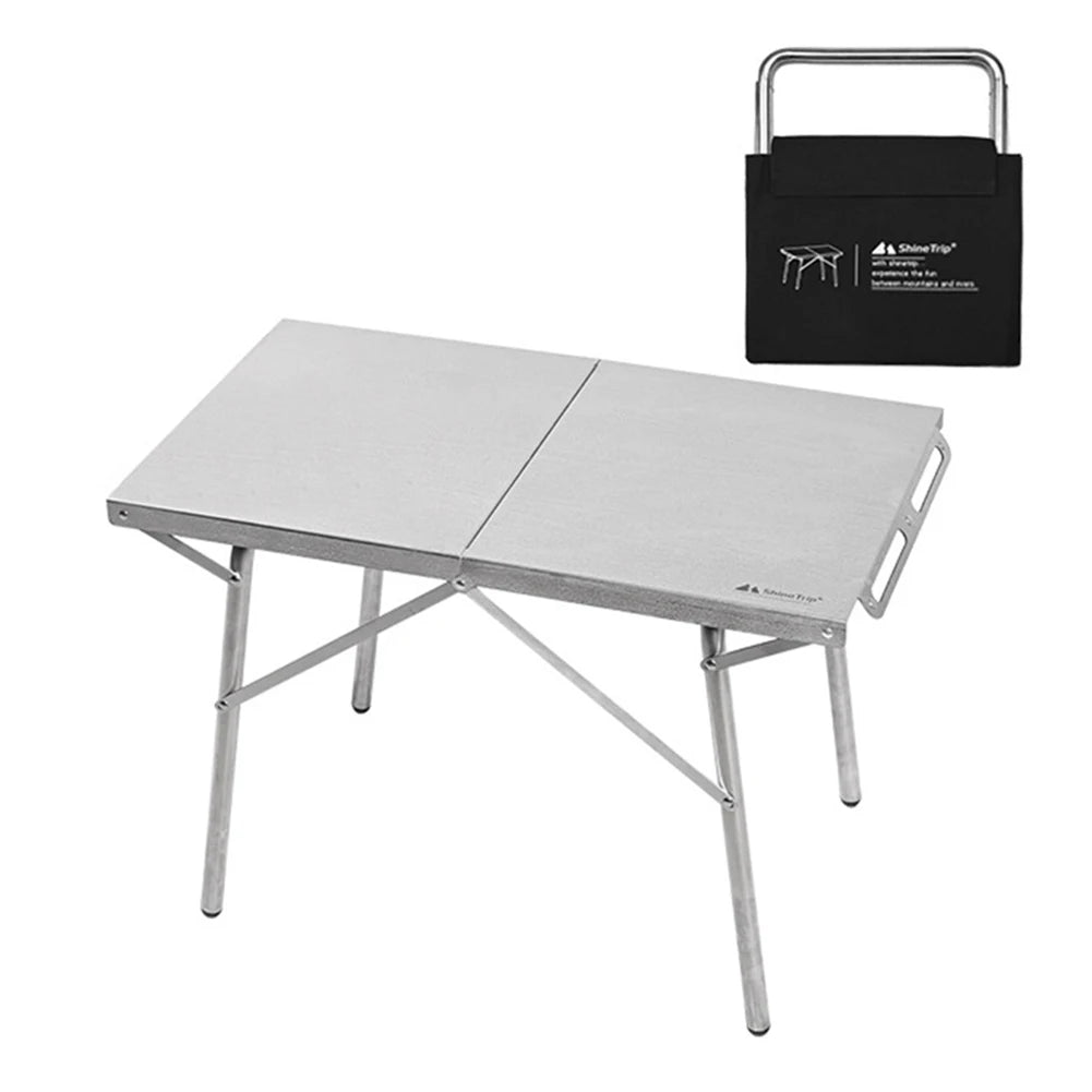 Portable BBQ Picnic Table High Temperature Resistant Stainless Steel Foldable Table Strong Load-bearing Camping Picnic Furniture