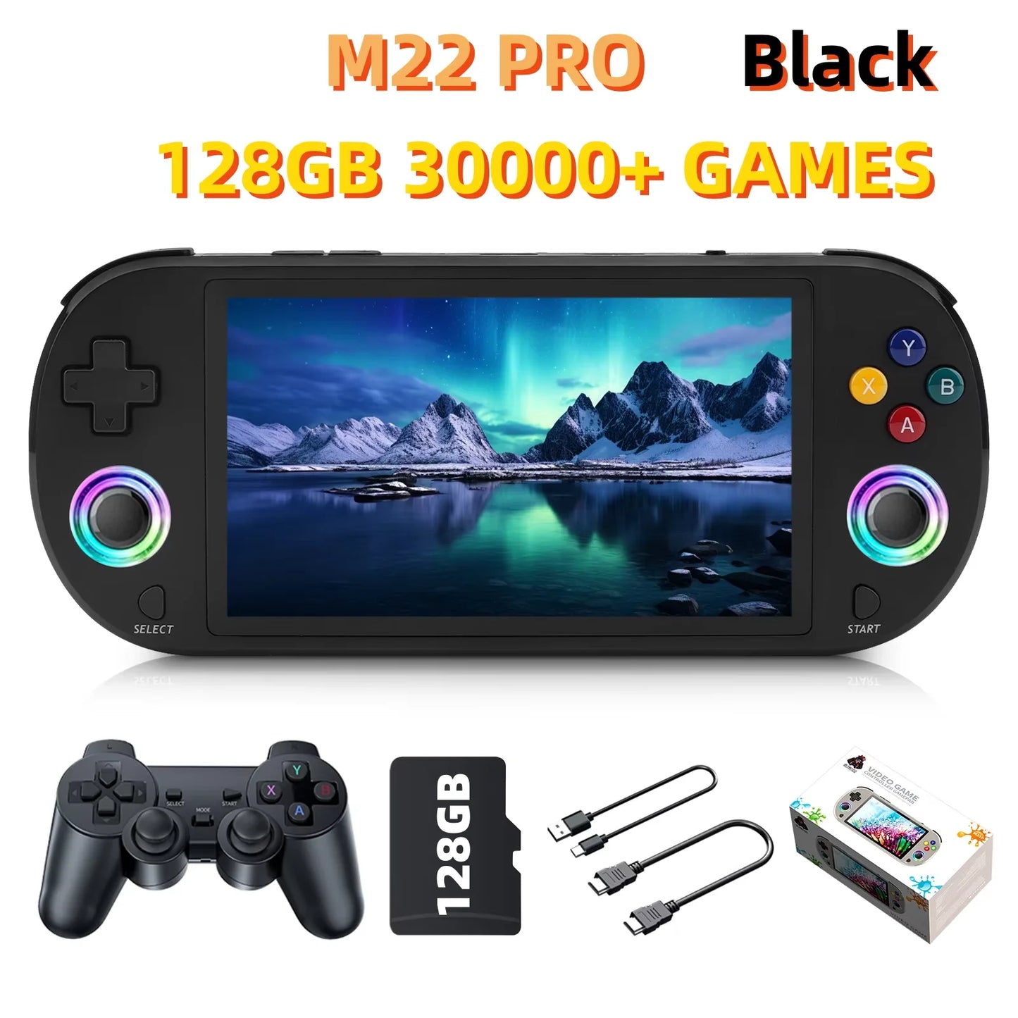 New M22 Pro Retro Handheld Game Console 5.0 Inch IPS Screen 1920*1080 Display Support LINUX Emelec 4.3 for PSP Portable Pocket V