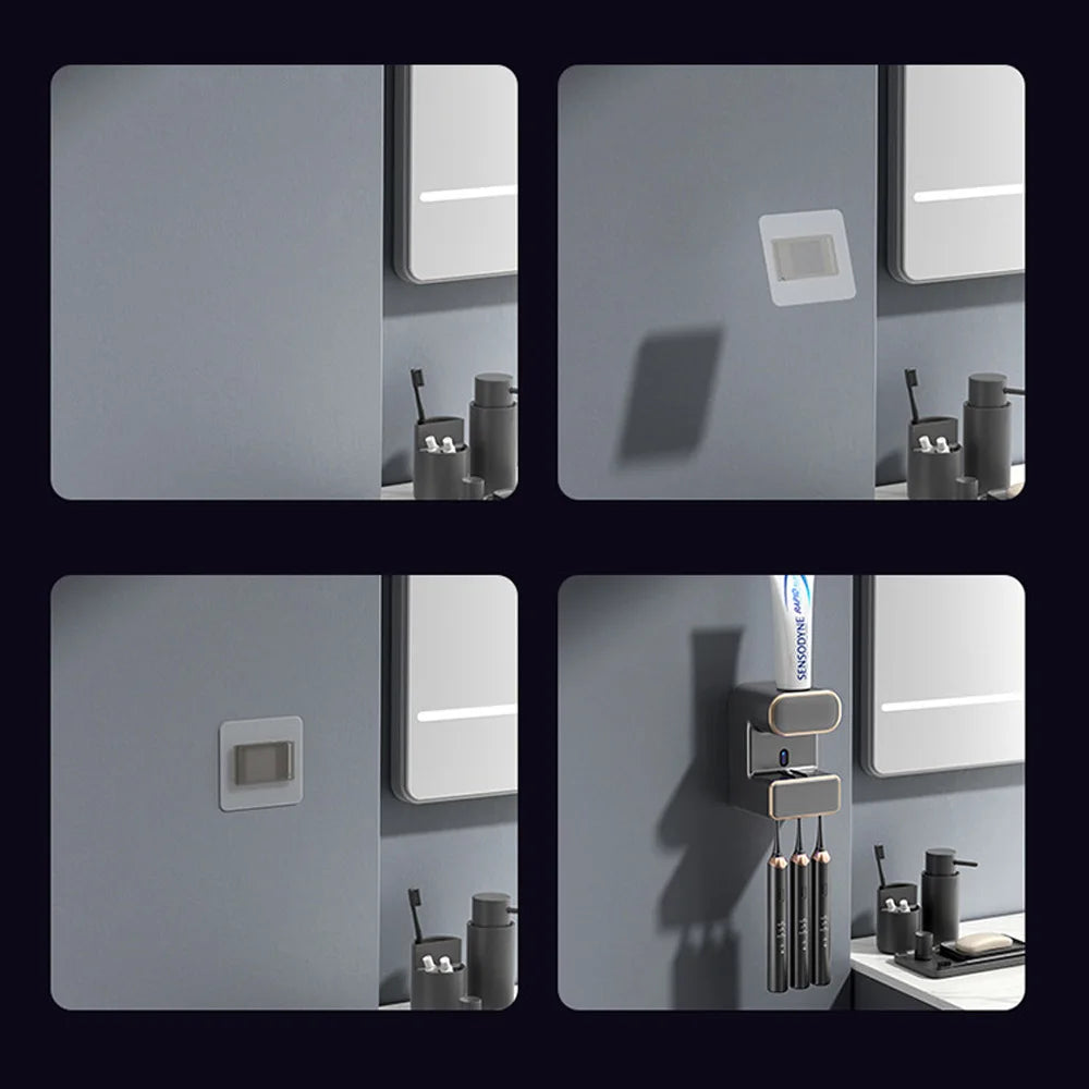 Automatic Sensor Toothpaste Dispenser with 3 Toothpaste Slots Wall Mounted Electric Toothpaste Squeezer for Bathroom Accessories