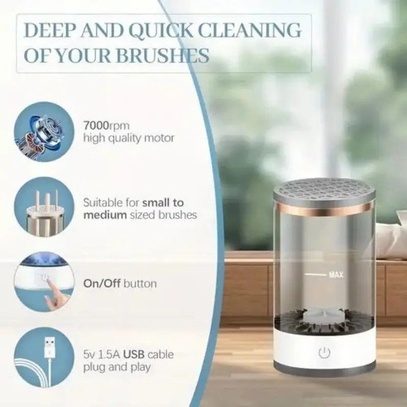 Portable Electric Makeup Brush Cleaning Machine Automatic Rotator with USB Charging Quick Drying Cosmetic Brush Cleaning Tool