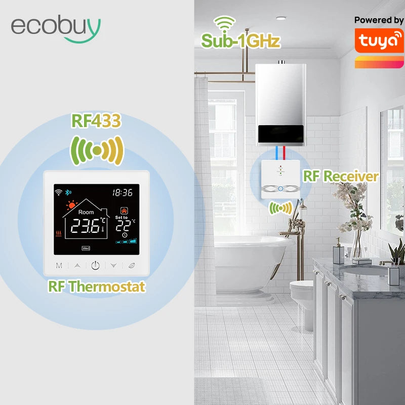 Tuya Smart Home Wifi Wireless Thermostat RF Battery Gas Boiler Water Heating Digital Temperature Controller Alexa Google Home