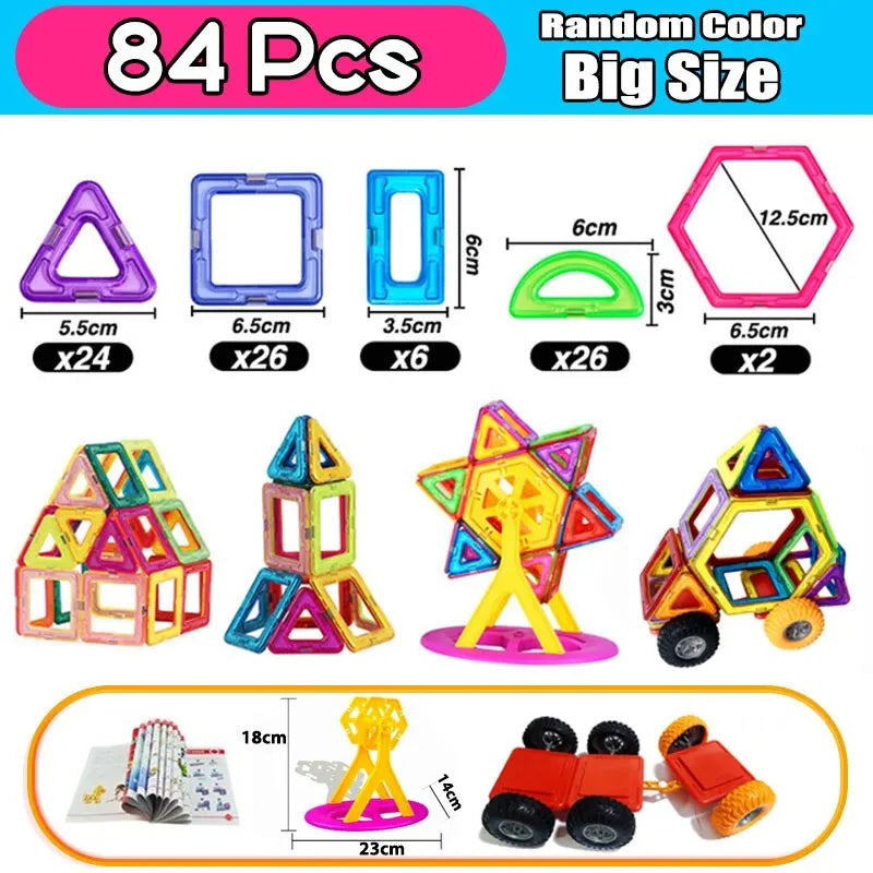 Magnets Toys for Kids Big Size Plus Magnetic Building Blocks for Children Designer Constructor Set Toys for Boys Girls Kids