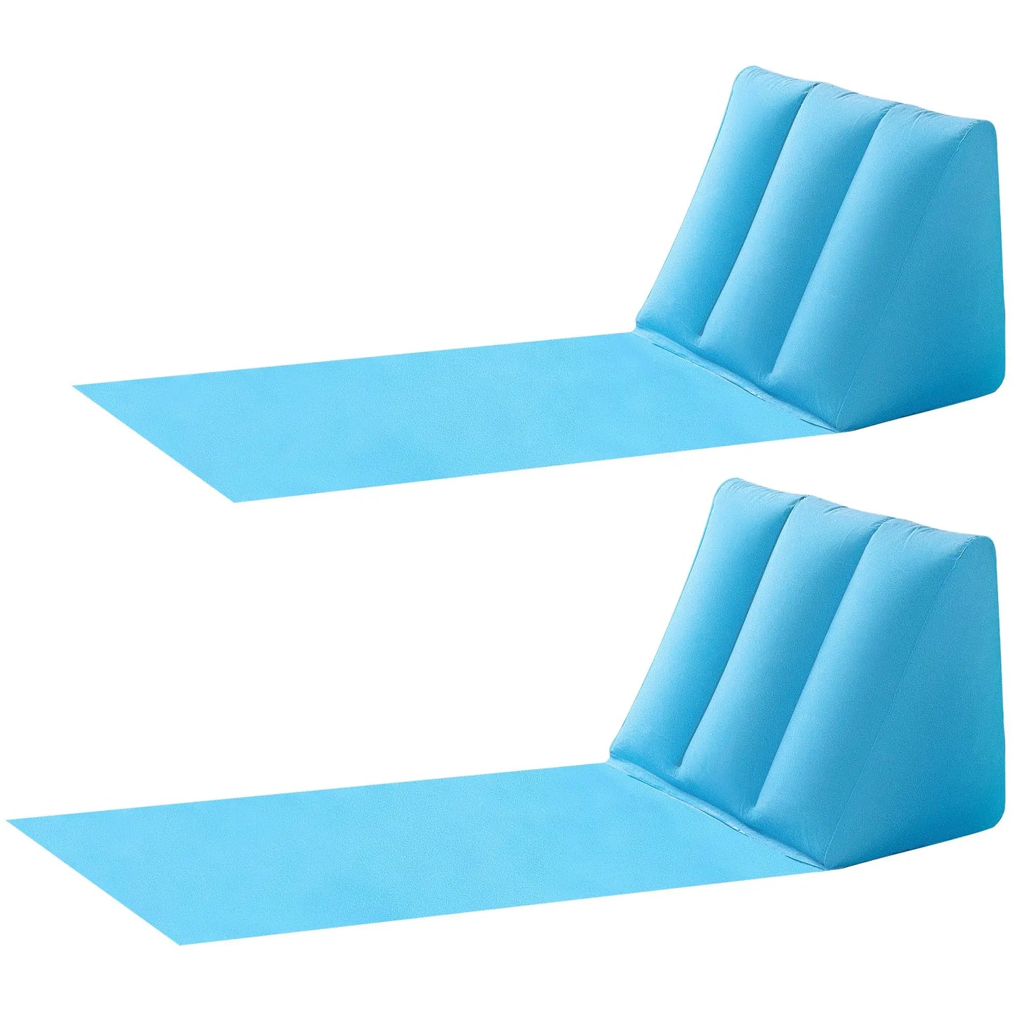 2 Pack Inflatable Beach Mat Lounge Chair-Flocking Camping Leisure Lounger Back Pillow-Portable Beach Reclining Lounger