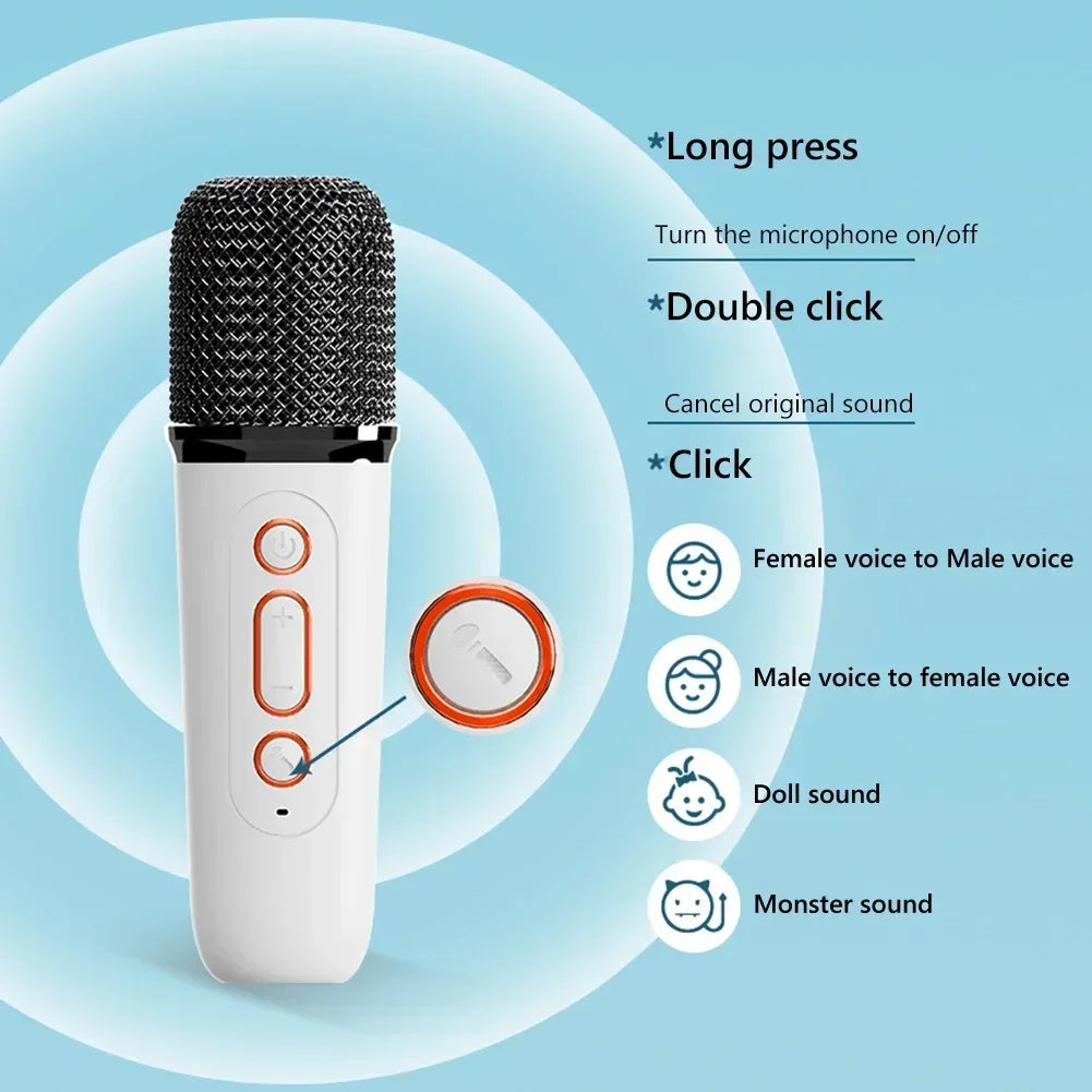 Portable Karaoke Machine Y1 KTV Bluetooth System Wireless Dual Microphones HIFI Stereo Sound RGB LED Lights Live Home For Party