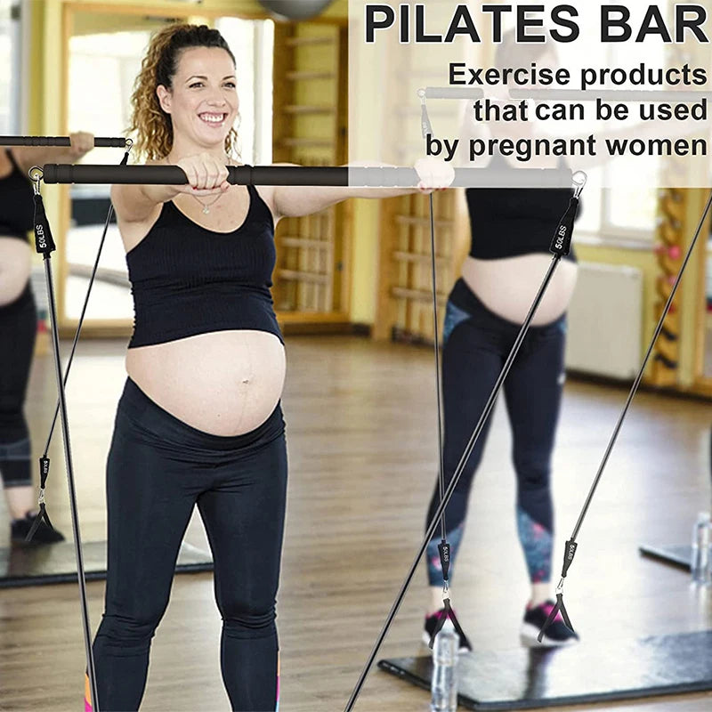 3-Section Fitness Stick Pilates Bar Kit Resistance Bands Set 250LBS 180LBS Elastic Bands for Fitness Band Exercise Workout Bar