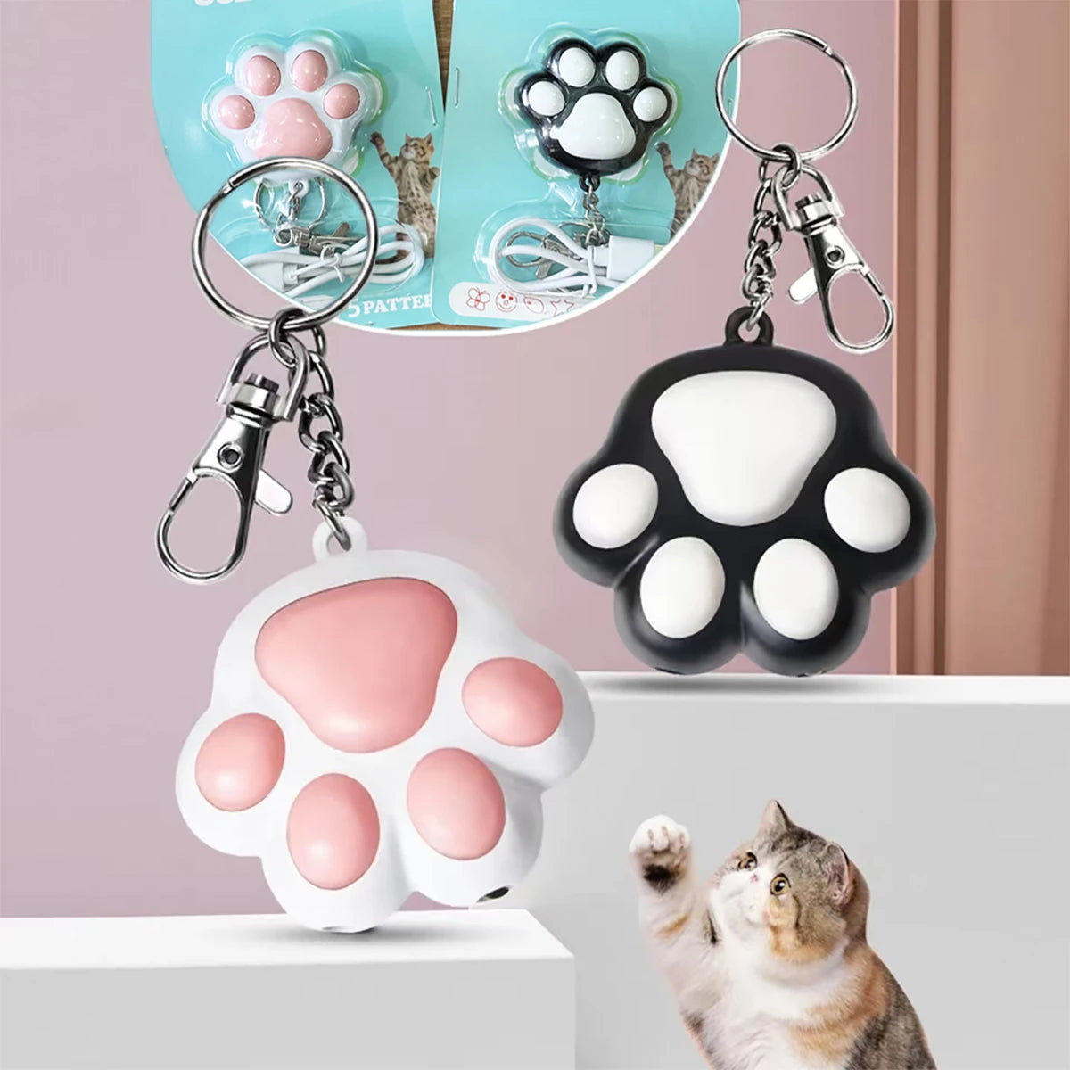 LED Cute Laser Transform Pattern Pet Cat Toys USB Rechargeable Toy Interactive Bright Animation Pointer Light Pen Training Toys