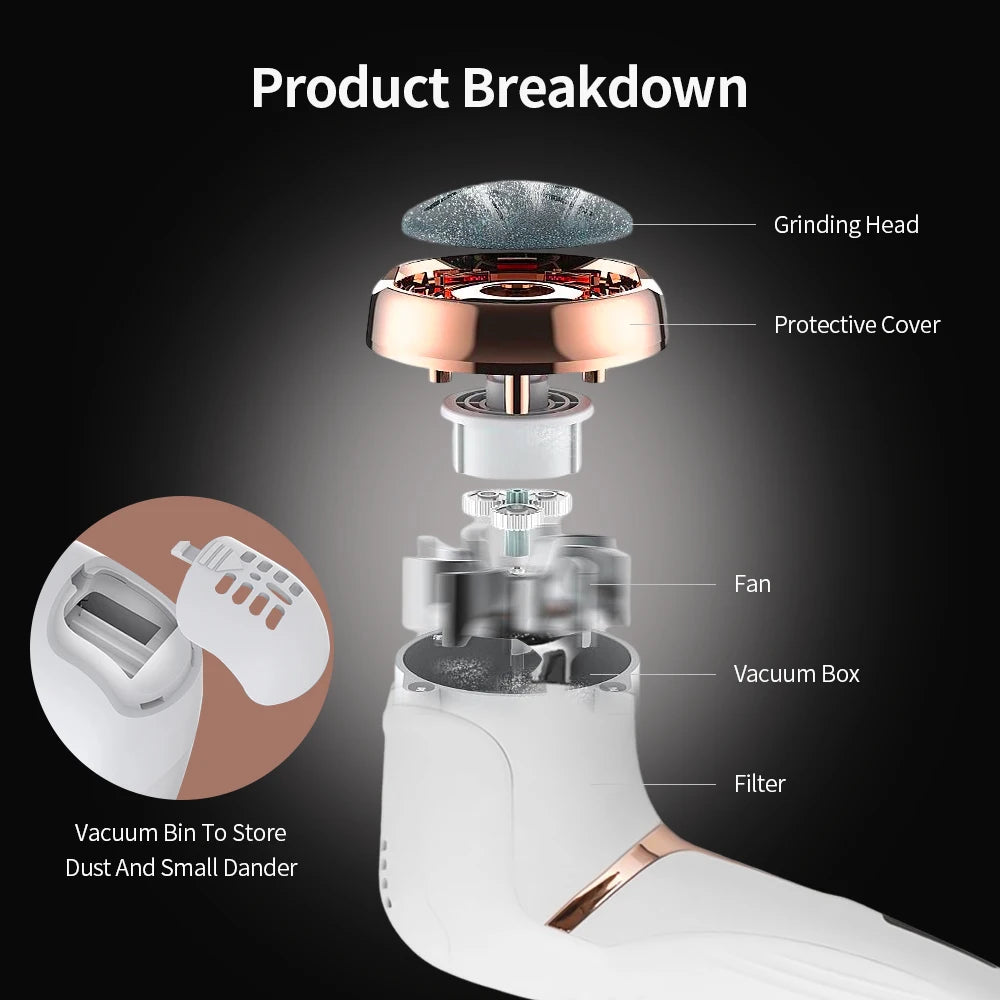 2024 Electric Foot Grinder Files, Portable Feet Callus Remover Foot Care Tool for Dead Hard Skin Rechargeable Pedicure Tools