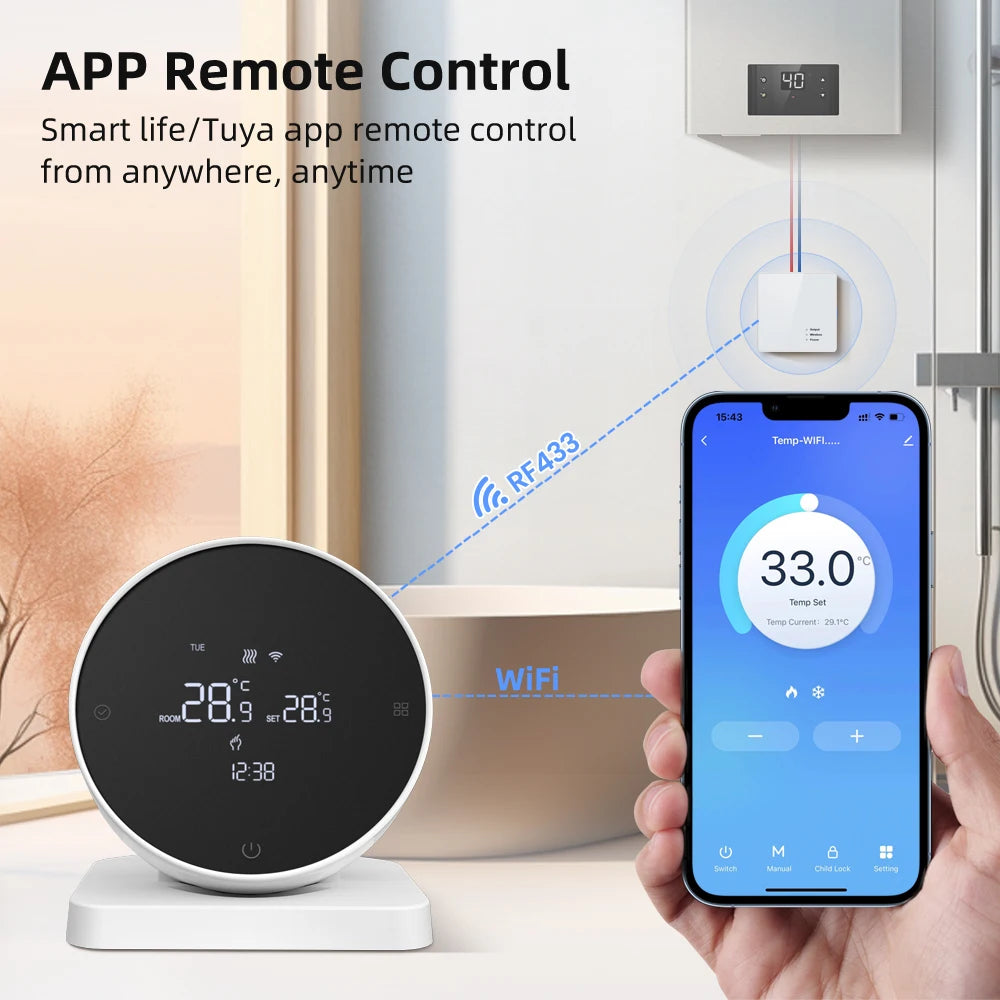 AVATTO Tuya WiFi Smart Thermostat,RF Wireless Receiver Temperature Controller ,For Water Gas Boiler Support Alexa Google Home