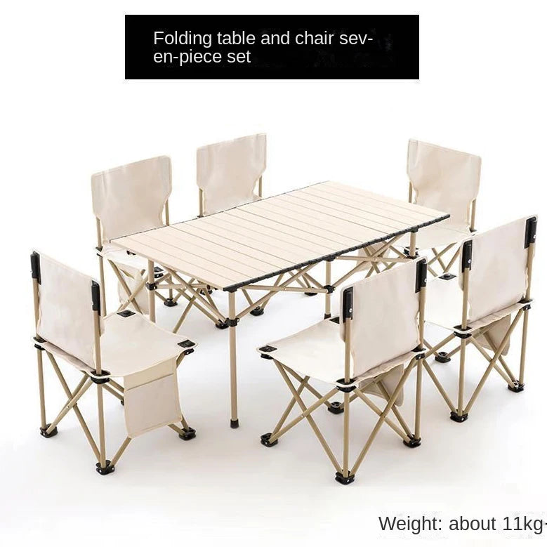 Outdoor Tables With Chairs Aluminum Alloy Portable Folding Cable Light Leisure Egg Roll Table Camping Picnic Vehicle Car Mobile