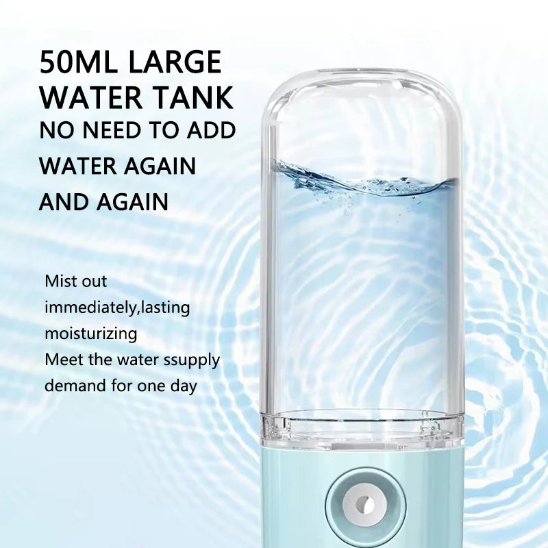 50ML Enlarged Water Tank Mini Humidifier Portable Cool Mist Maker Facial Steamer Nano Facial Sprayer For Face Care