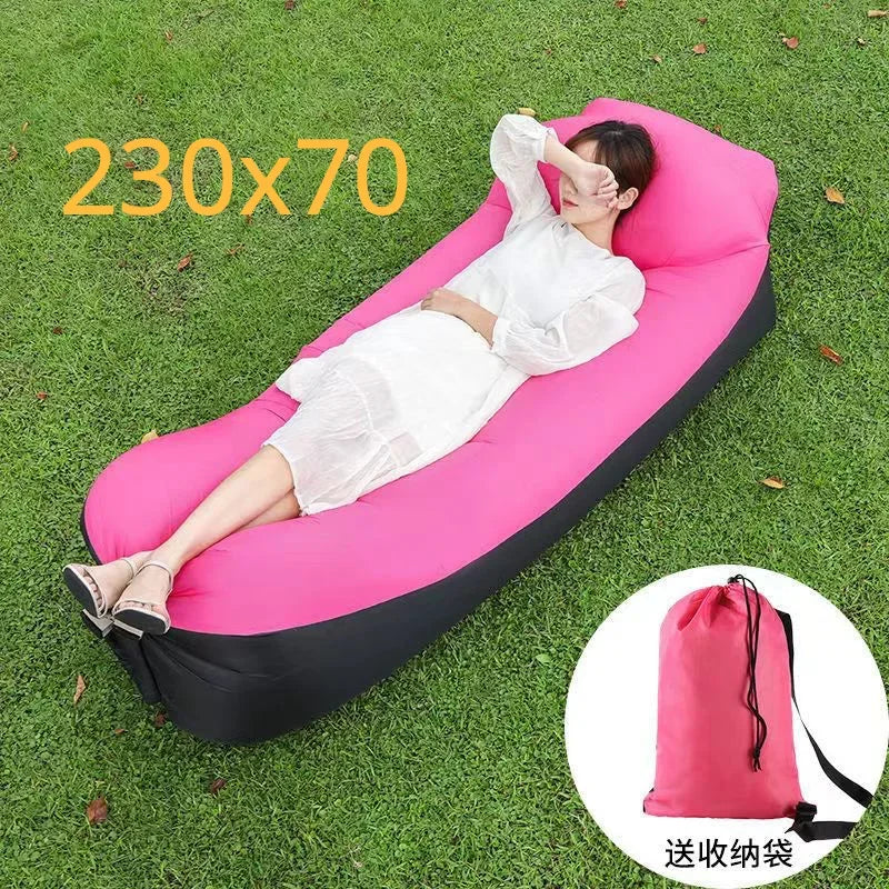 Lazy inflatable sofa Portable folded Fabric air storage sofa cushion outdoor picnic inflatable sofa mat inflatable garden bed