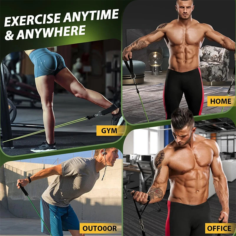 12pcs Fitness Resistance Bands Set Bodybuilding Elastic Bands for Exercise Workout Bands for Men Women Muscle &Strength Training