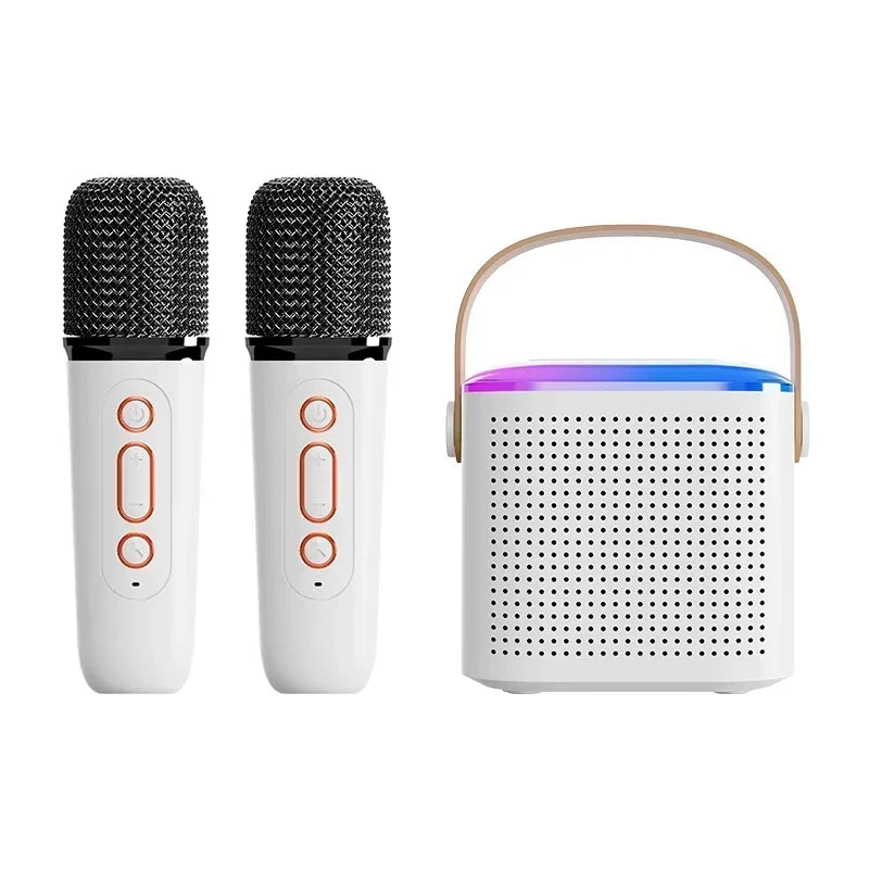 Portable Karaoke Machine Y1 KTV Bluetooth System Wireless Dual Microphones HIFI Stereo Sound RGB LED Lights Live Home For Party
