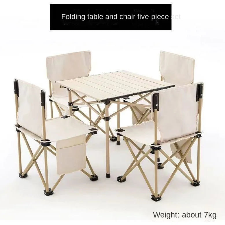 Outdoor Tables With Chairs Aluminum Alloy Portable Folding Cable Light Leisure Egg Roll Table Camping Picnic Vehicle Car Mobile