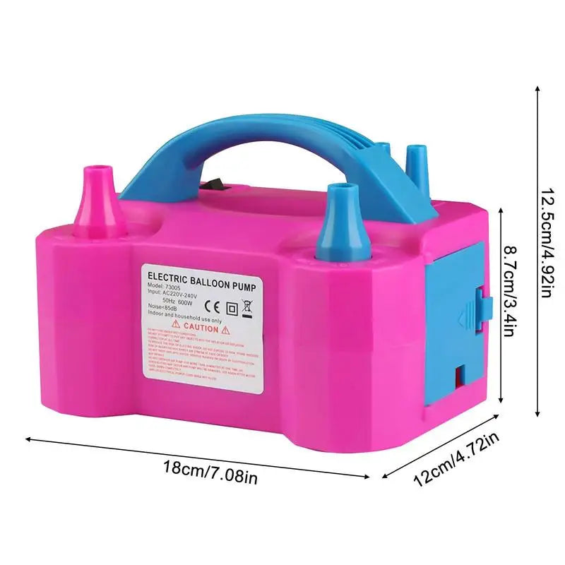 600W Electric Balloon Air Pump Dual Nozzle Inflator for Balloons Balloon Blower Quick Fill Pump for Birthday Party Wedding