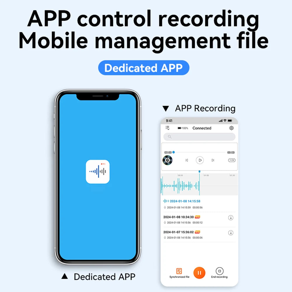 AI Intelligent Activated Digital Voice Recorder Sound Dictaphone Transcribe Summarize Language Translation Call Audio Recording