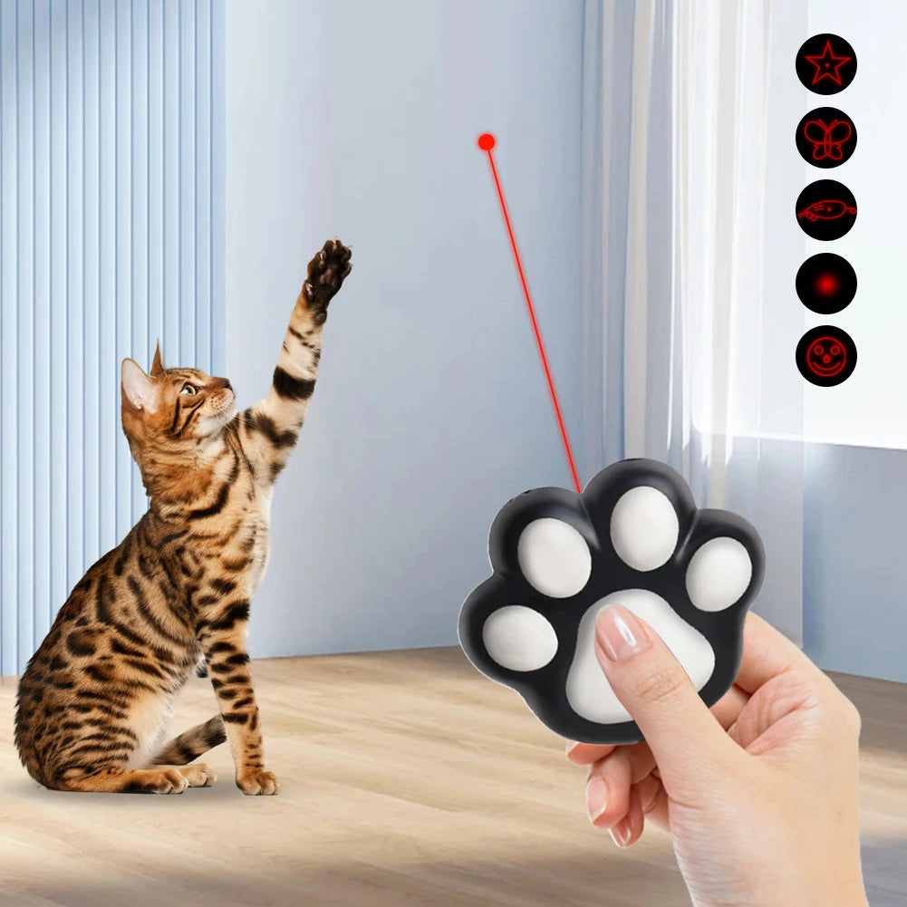 Pet Cat Toys Laser Toy Transform Pattern for Cats Interactive Funny Kitten Training Laser Toy With Flashlight USB C Rechargeable