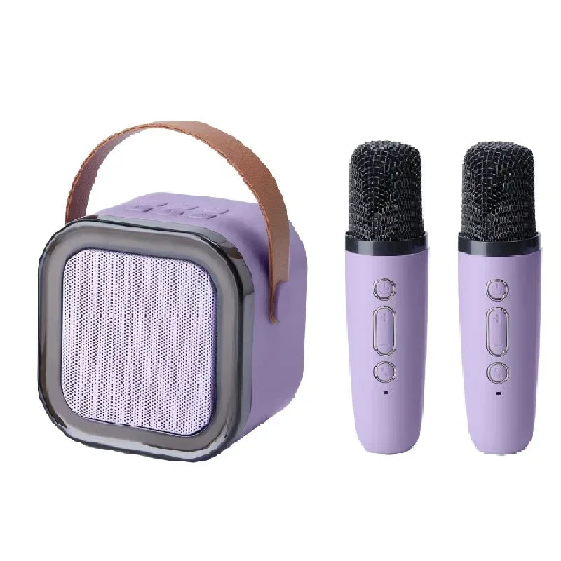 K12 Bluetooth speaker small karaoke machine portable speaker with 1-2 wireless microphones home family singing children's gift