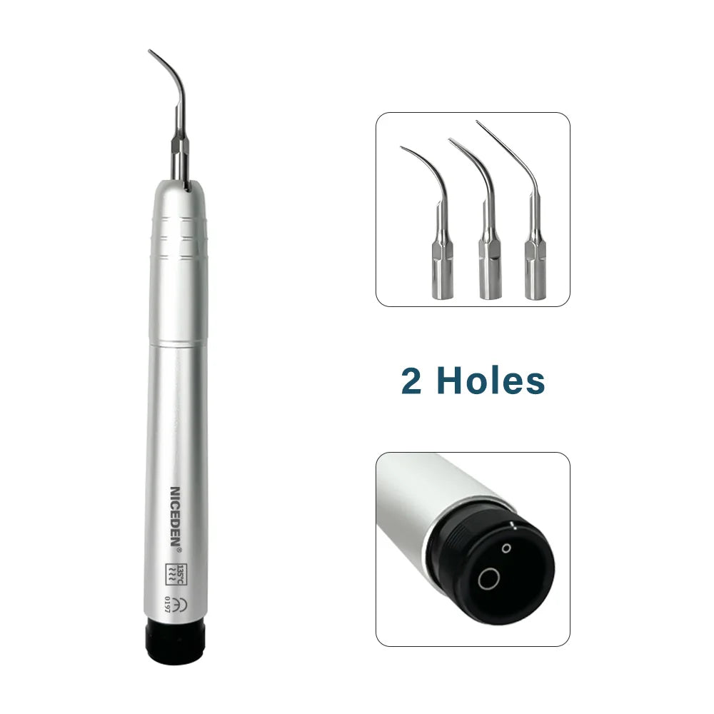 Dental Ultrasonic Air Scaler with 3 Tips Tooth Calculus Remover Cleaning Tool Handpiece Whiten 2Holes/4 Holes Tooth Cleaner