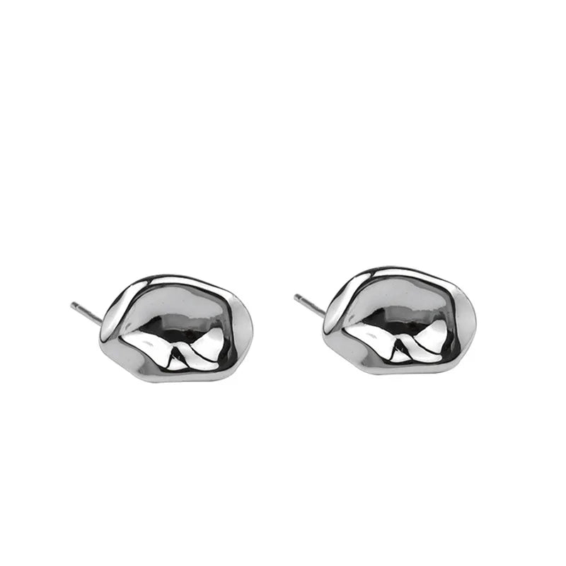 Bilandi Trendy Jewelry 925 Silver Needle Gold Color Earrings Simply Design Metal Alloy Goemetric Stud Earrings For Women Girl