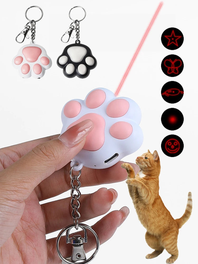 Pet Cat Toys Laser Toy Transform Pattern for Cats Interactive Funny Kitten Training Laser Toy With Flashlight USB C Rechargeable