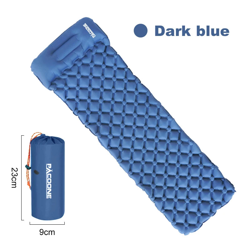 PACOONE Outdoor Sleeping Pad Camping Inflatable Mattress Built-in Pump Ultralight Air Cushion Travel Mat With Headrest For Trave