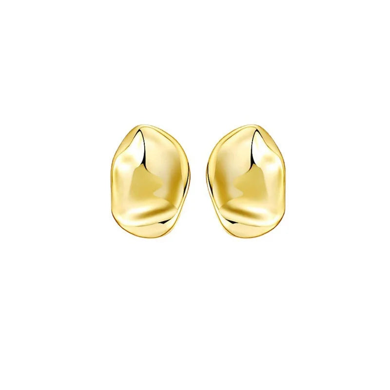 Uneven Metal Stud Earrings for Women Irregular Geometry Simple Small Earrings Golden Silver Color Party Trendy Jewelry Gift