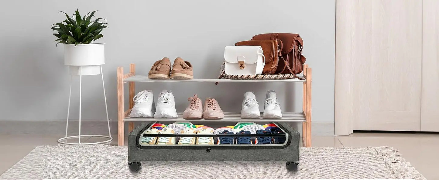 Under Bed Storage with Wheels, Under Bed Storage Containers, Shoe Organizer, 1Pack