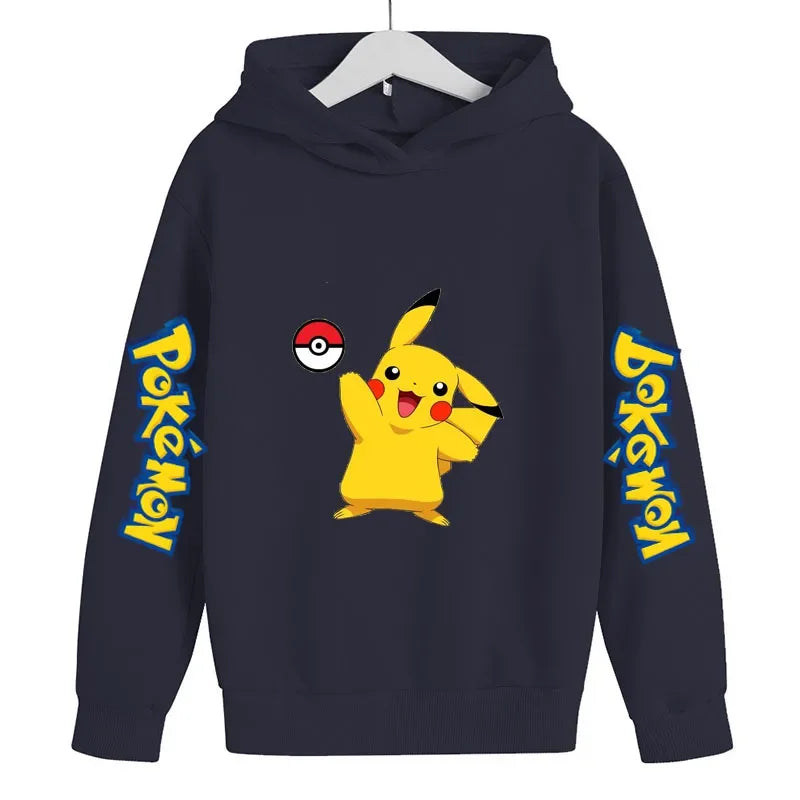 2024 Pokémon Pikachu Hoodies Sportwear Outdoor Sports Hooded Sports Shirt Casual Street Sweater Boys and Girls Birthday Gift