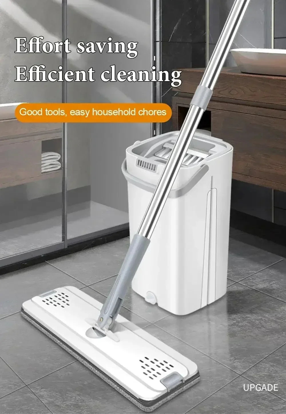 Mops with Bucket Thickened mop Clear Water Separation Lazy No Hand-Washing Squeeze Automatic Dewatering Broom Floor Cleaning Mop