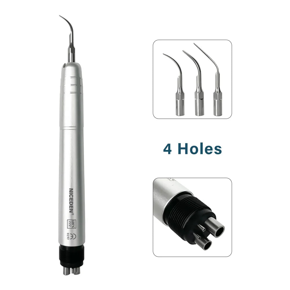 Dental Ultrasonic Air Scaler with 3 Tips Tooth Calculus Remover Cleaning Tool Handpiece Whiten 2Holes/4 Holes Tooth Cleaner