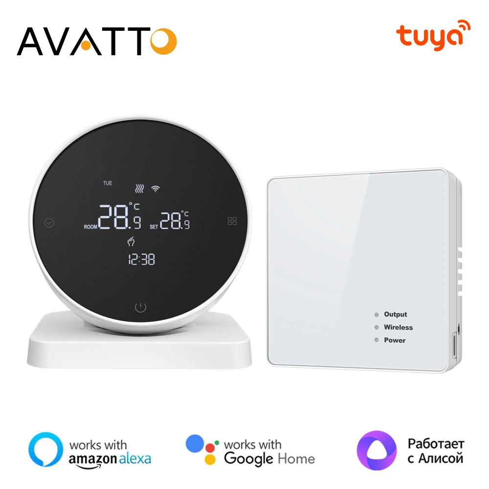 AVATTO Tuya WiFi Smart Thermostat,RF Wireless Receiver Temperature Controller ,For Water Gas Boiler Support Alexa Google Home