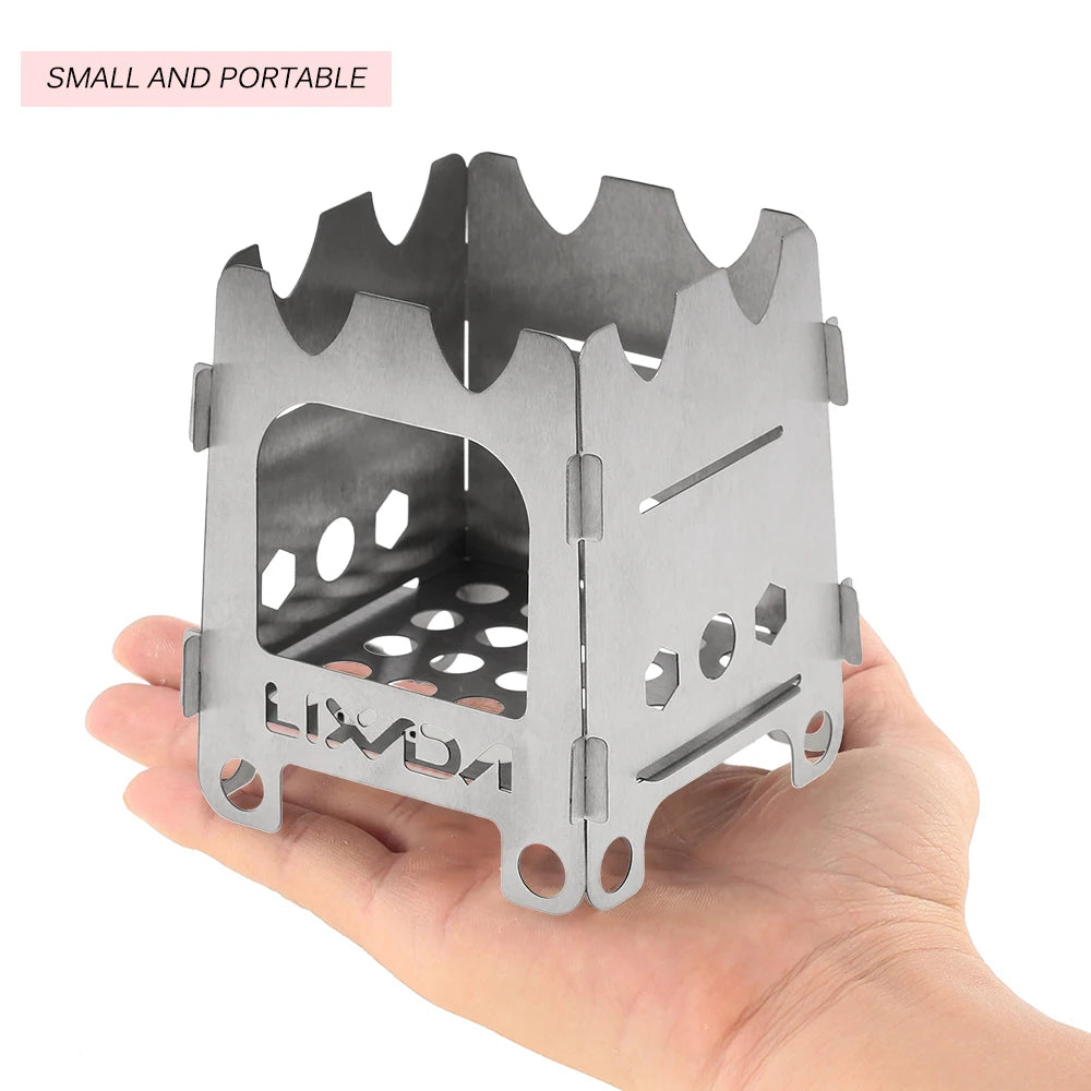 Lixada Titanium Outdoor Camping Stove Portable Ultralight Folding Wood Stove Pocket Stove Camping Fishing Hiking