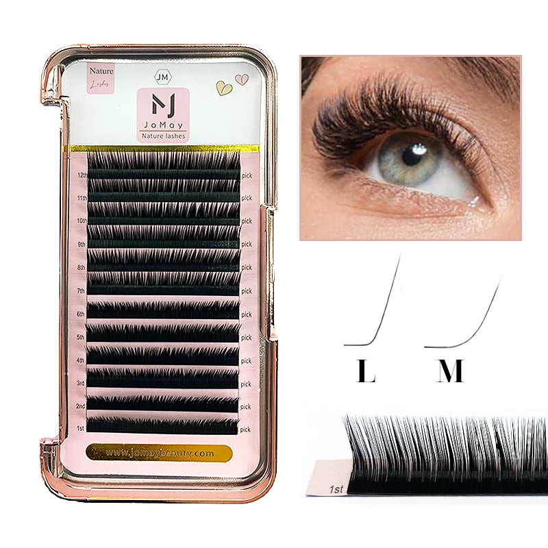 M Curl Lashes 8-16mm Mix Matte Silk Eyelashes Extension Supplies Individual Eyelashes Lash Extension Lashes Wholesale Makeup