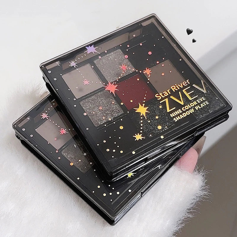 Black Red Punk Smoked 9 Colors Eyeshadow Pearl Cold Dark Color Makeup Eyeshadow Palette Lasting Waterproof Glitter Eye Shadow
