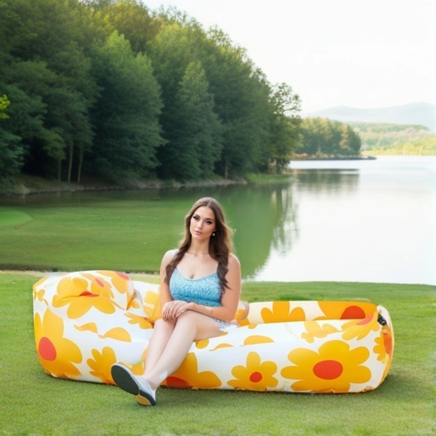 Outdoor Lazy Inflatable Sofa For Nap, Portable Air Mattress For Picnic, Camping Inflatable Mattress, Air Bed For Music Festival